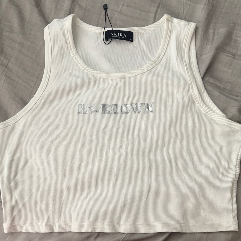 AKIRA Ivory Ribbed Tank Top